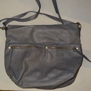 Sonoma Gray Leather Crossbody Bag